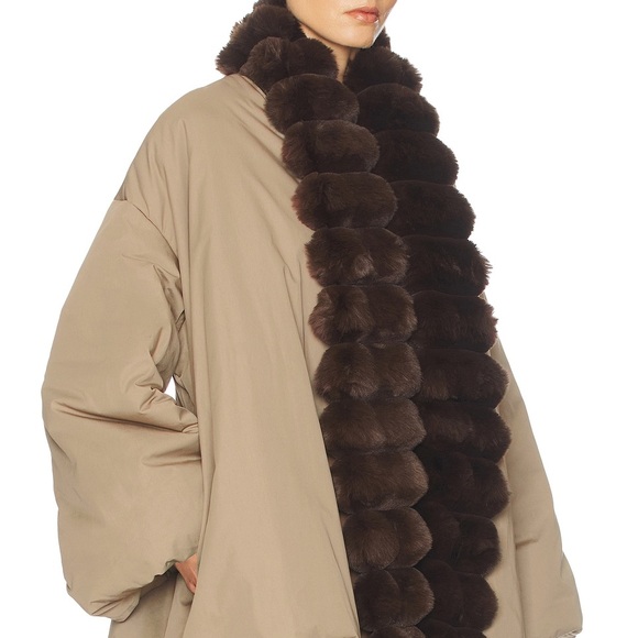 Helsa Bubble Puffer With Faux Fur in Tan & Cedar SZ S $449 - Picture 7 of 11